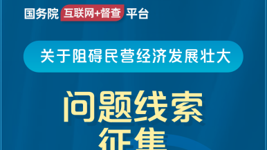 狠狠操女人骚逼视频国务院“互联网+督查”平台公开征集阻碍民营经济发展壮大问题线索